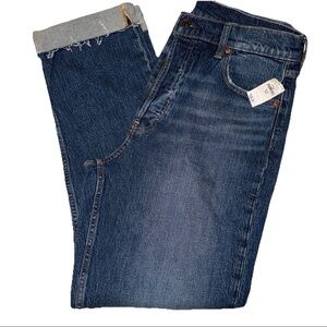 Gap Cheeky Straight Jeans Size 31/12T, High Rise, Button Fly, Raw Hem